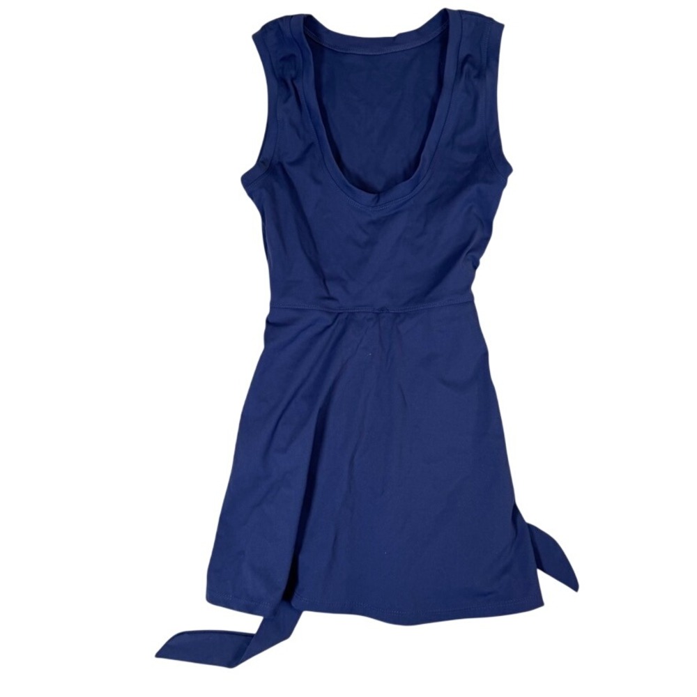 Navy Blue Sleeveless Athletic Wrap Dress with Built-in Shorts Side Tie Small